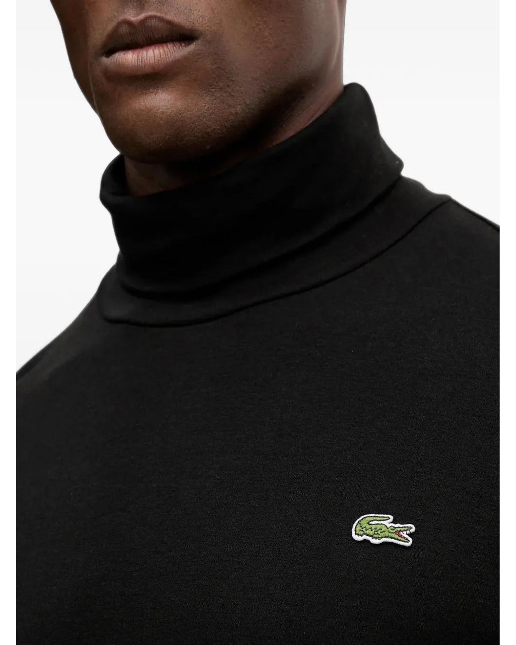 Lacoste Black Roll-Neck Long-Sleeve T-Shirt for men