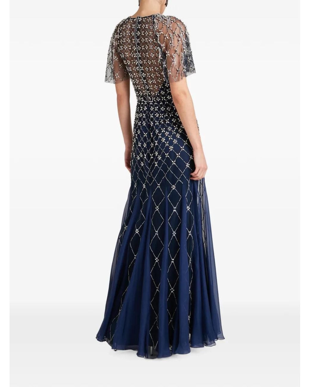 Temperley London Blue Robe Longue Vita À Cristaux