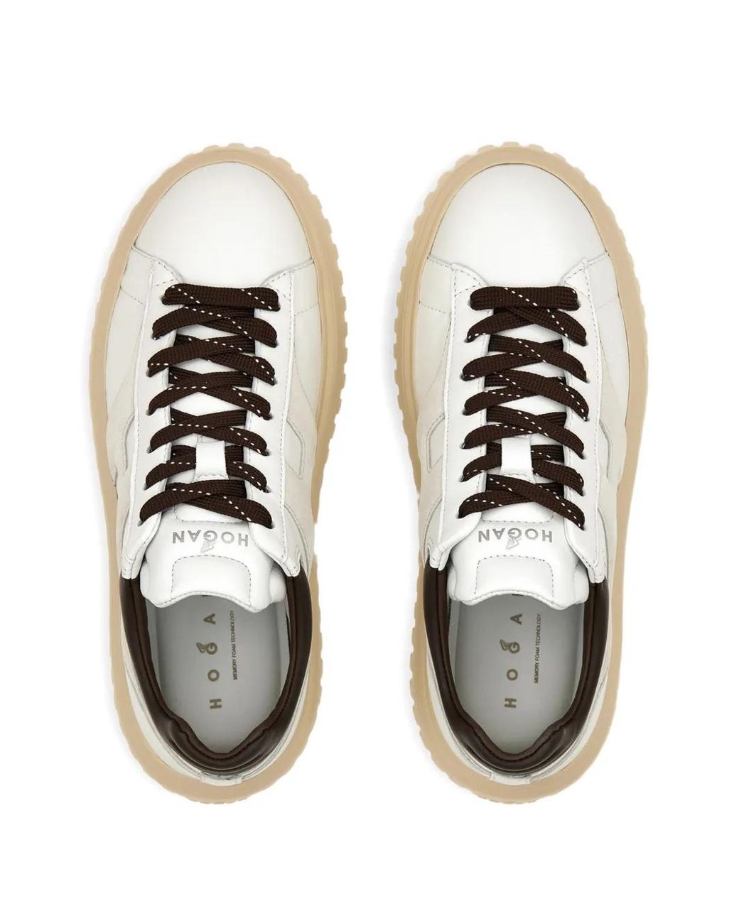 Hogan White H-Stripes Leather Sneakers