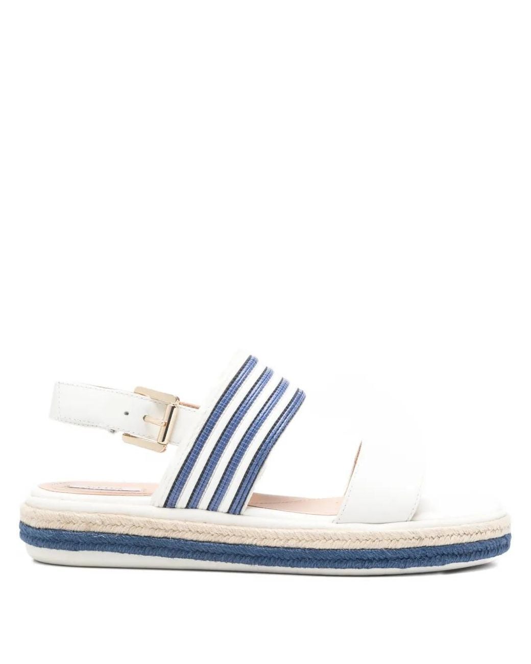 Geox White D Leelu Striped Espadrille Sandals