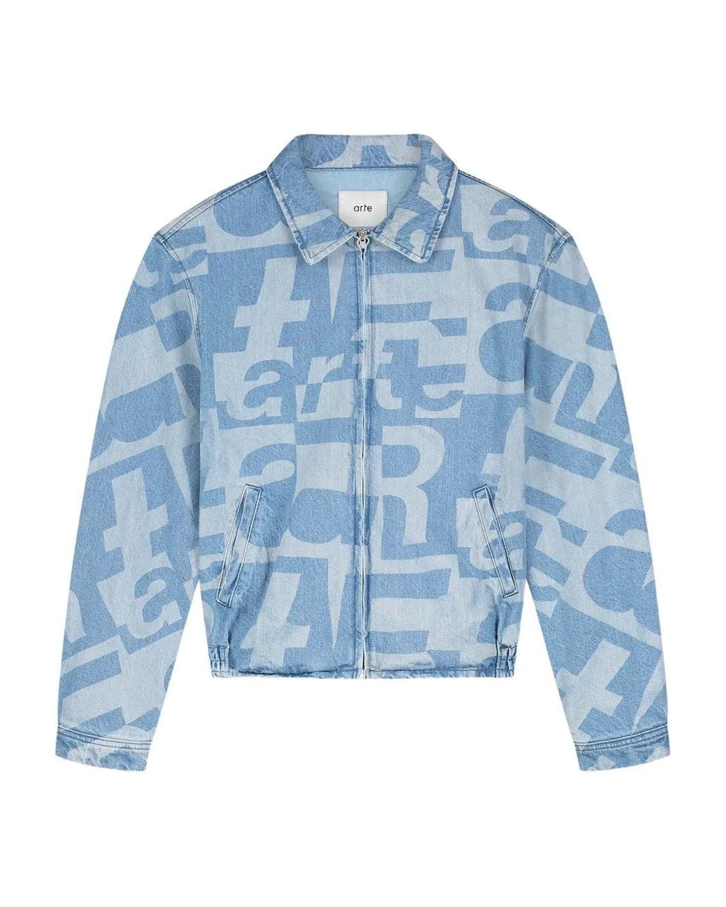 Arte' Blue Zip-Fastening Patterned Jacket for men
