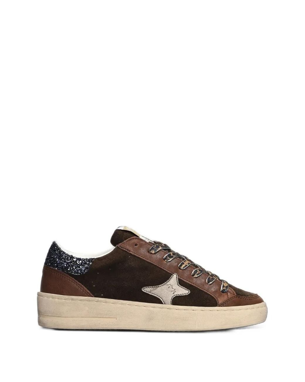 AMA BRAND Brown Glitter-Detail Star-Patch Sneakers