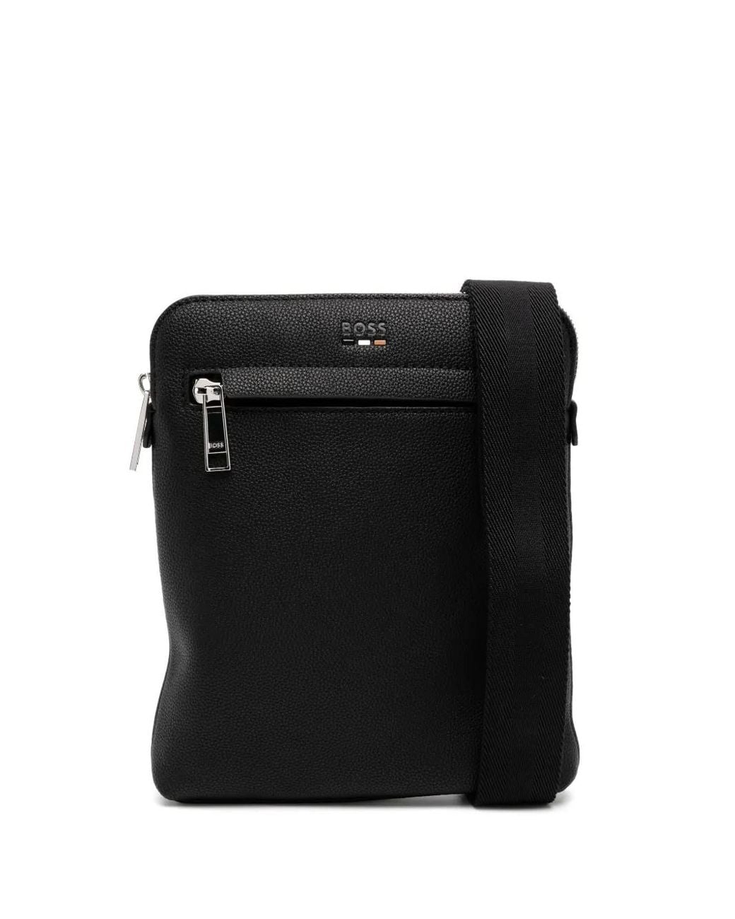 Borsa Messenger Con Logo di Boss in Black da Uomo
