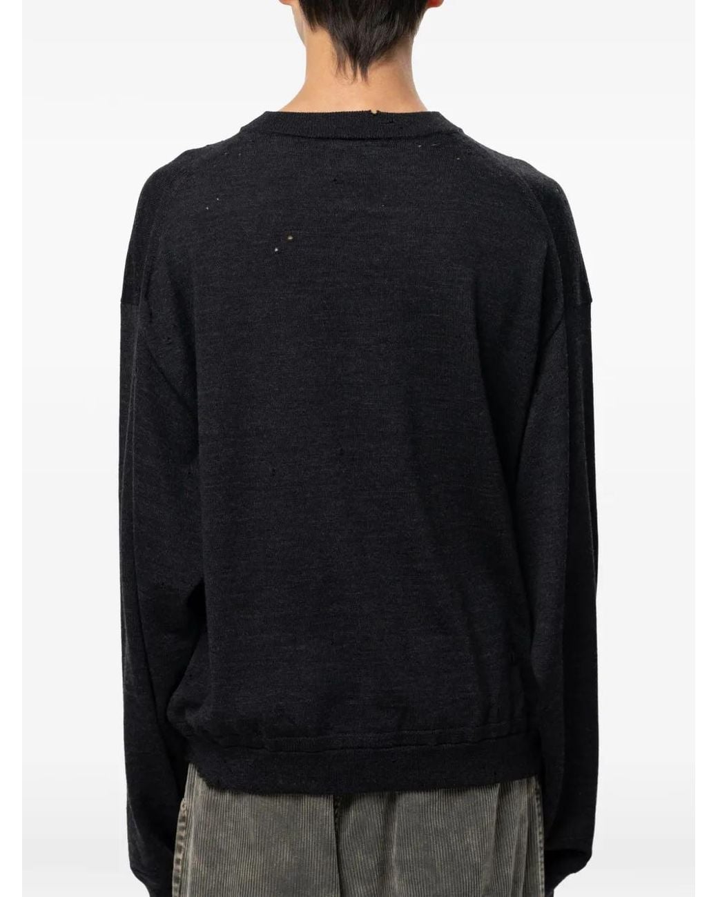 Maison Mihara Yasuhiro Black Distressed Knit Sweatshirt for men
