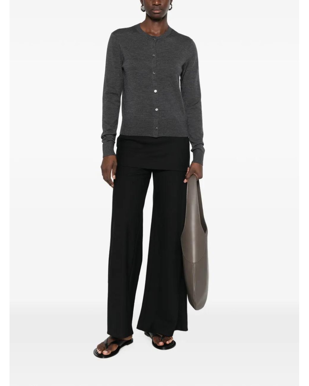ELEH Black Button-Up Wool Cardigan