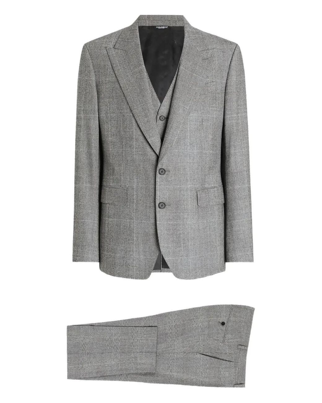 Dolce & Gabbana Gray Check-Pattern Three-Piece Suit for men
