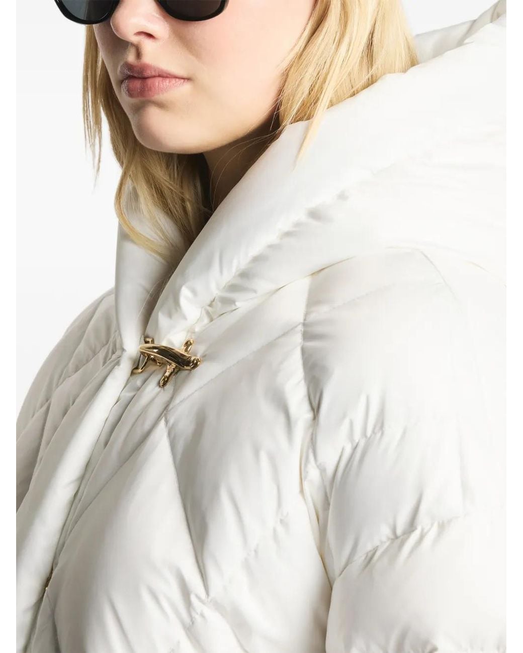 Fay White Quilted Hooded Jacket