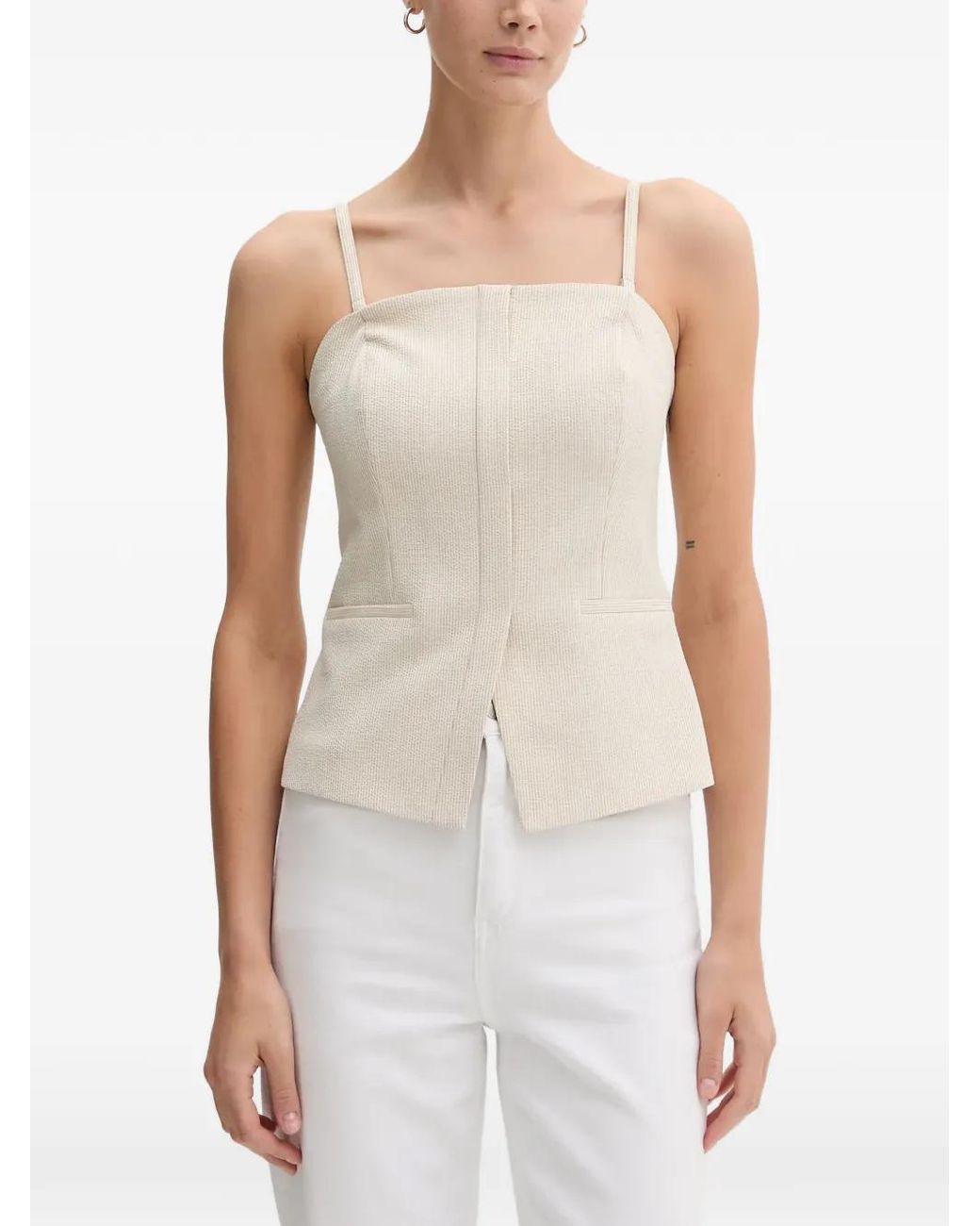 DKNY White Square-Neck Top