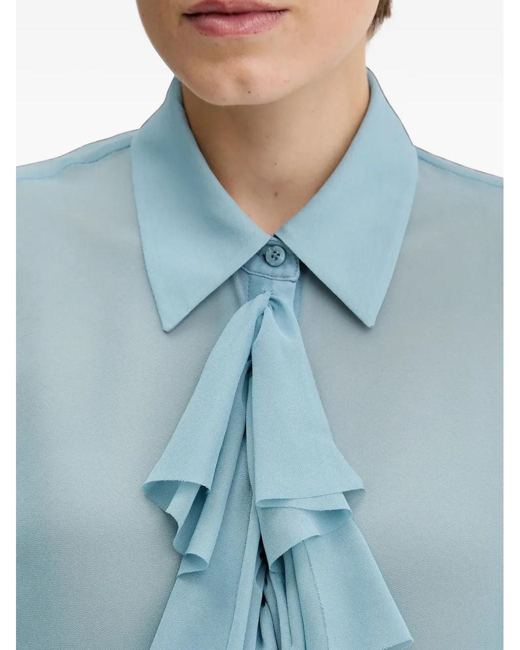 Sisley Blue Ruffled Collared Shirt