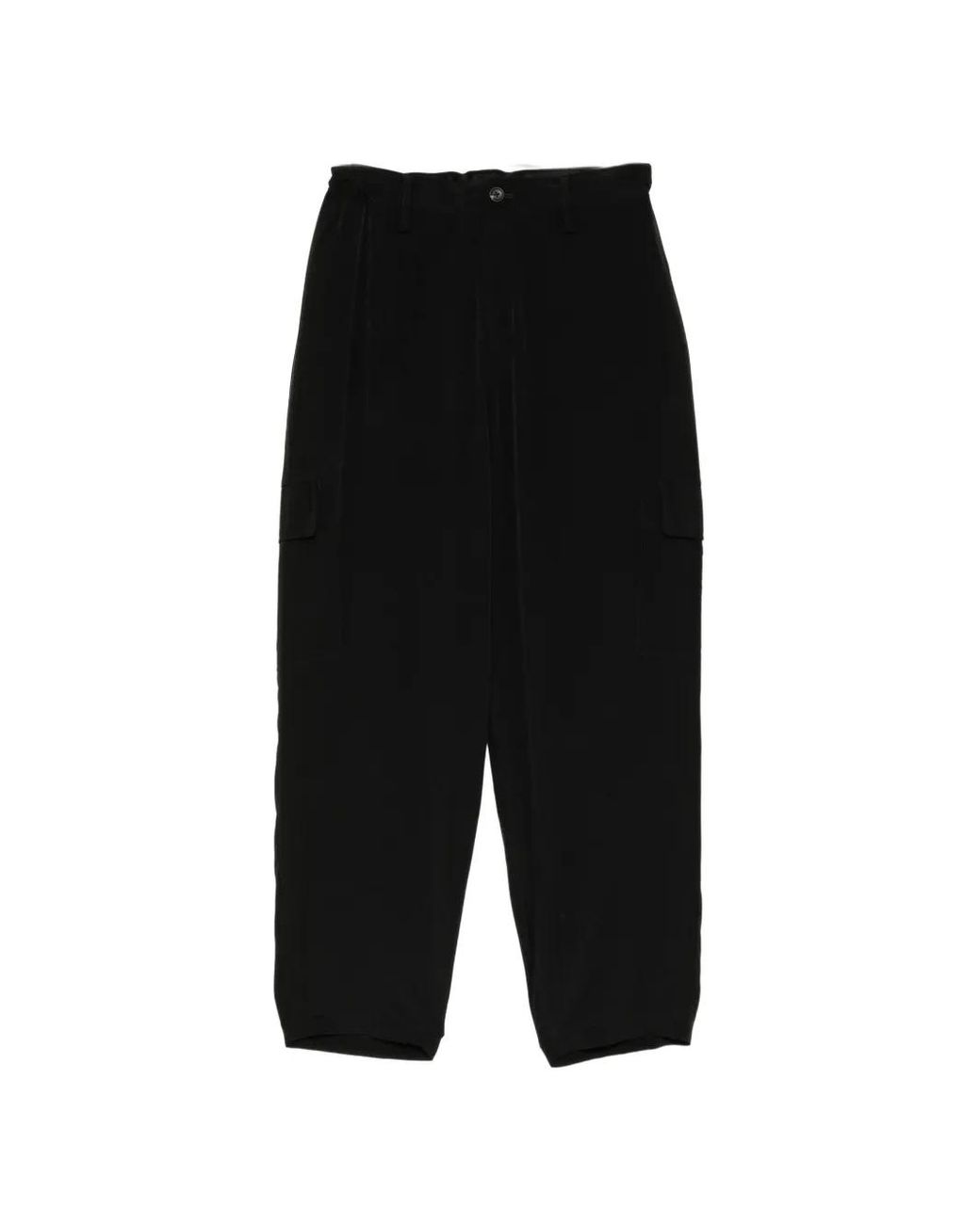Y's Yohji Yamamoto Black Cargo-Pocket Tapered Trousers for men