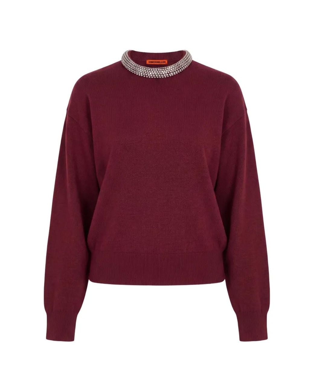 Simon Miller Red Lillian Embellished Sweater