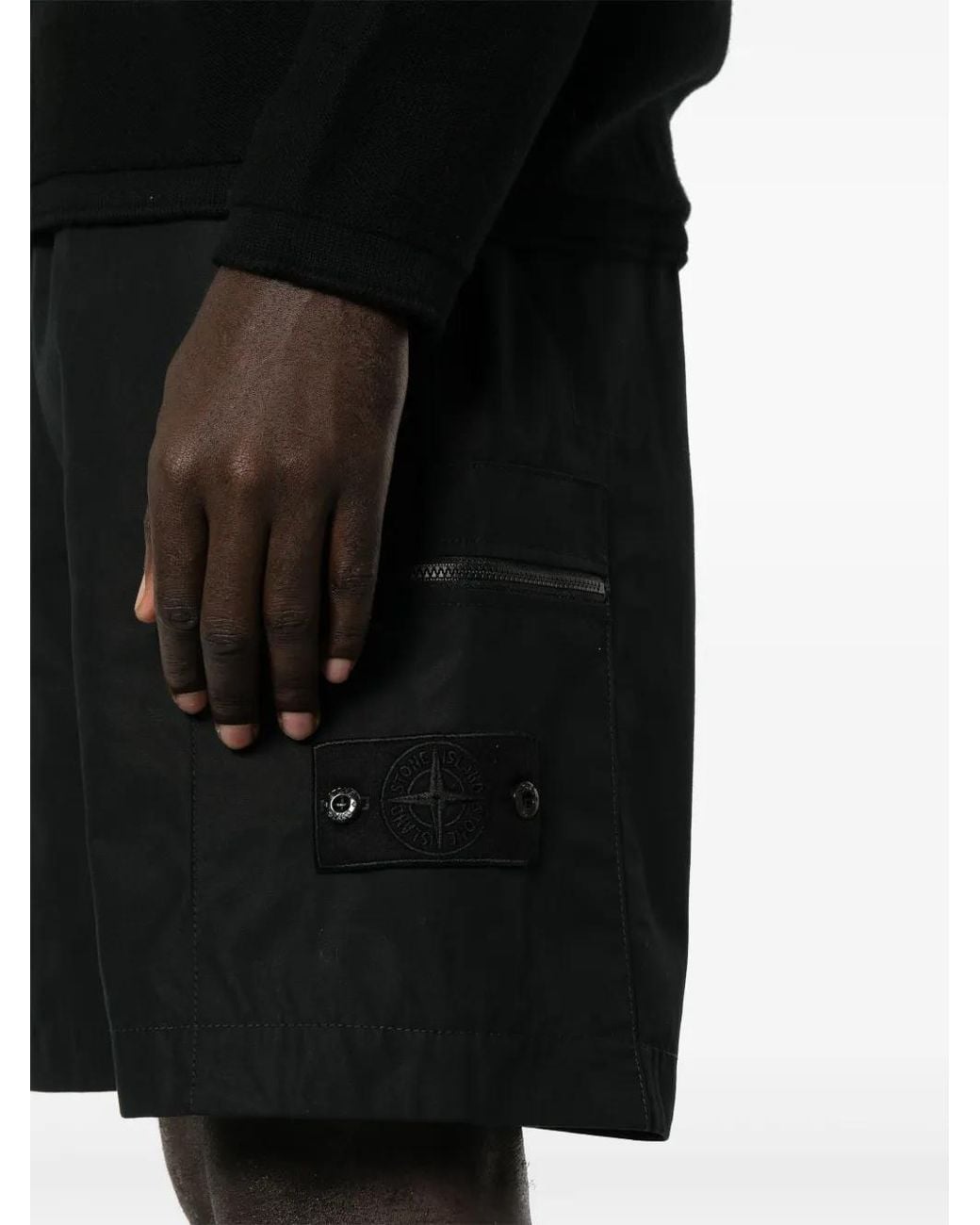 Stone Island Black Cotton Shorts For for men