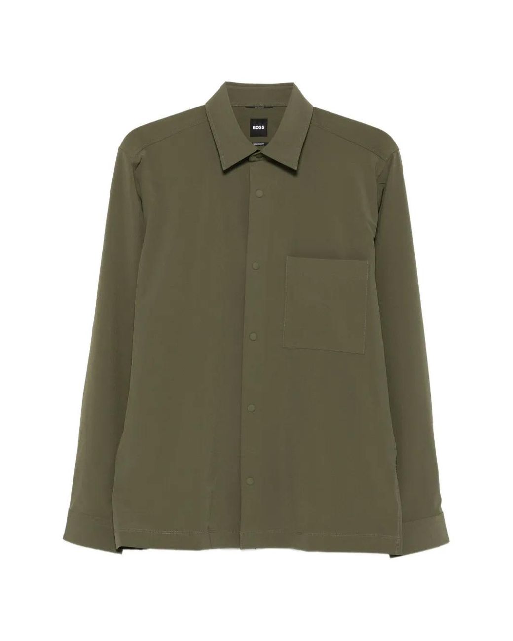 Boss Green Chest-Pocket Press-Stud Shirt for men