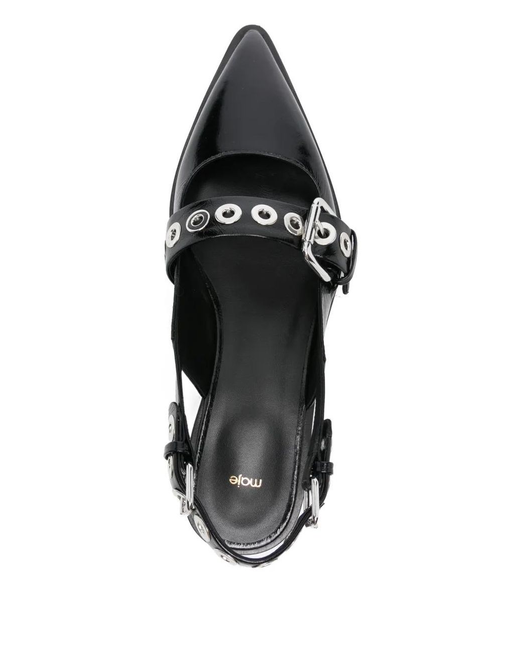 Maje Black Flat Leather Strap Slingbacks