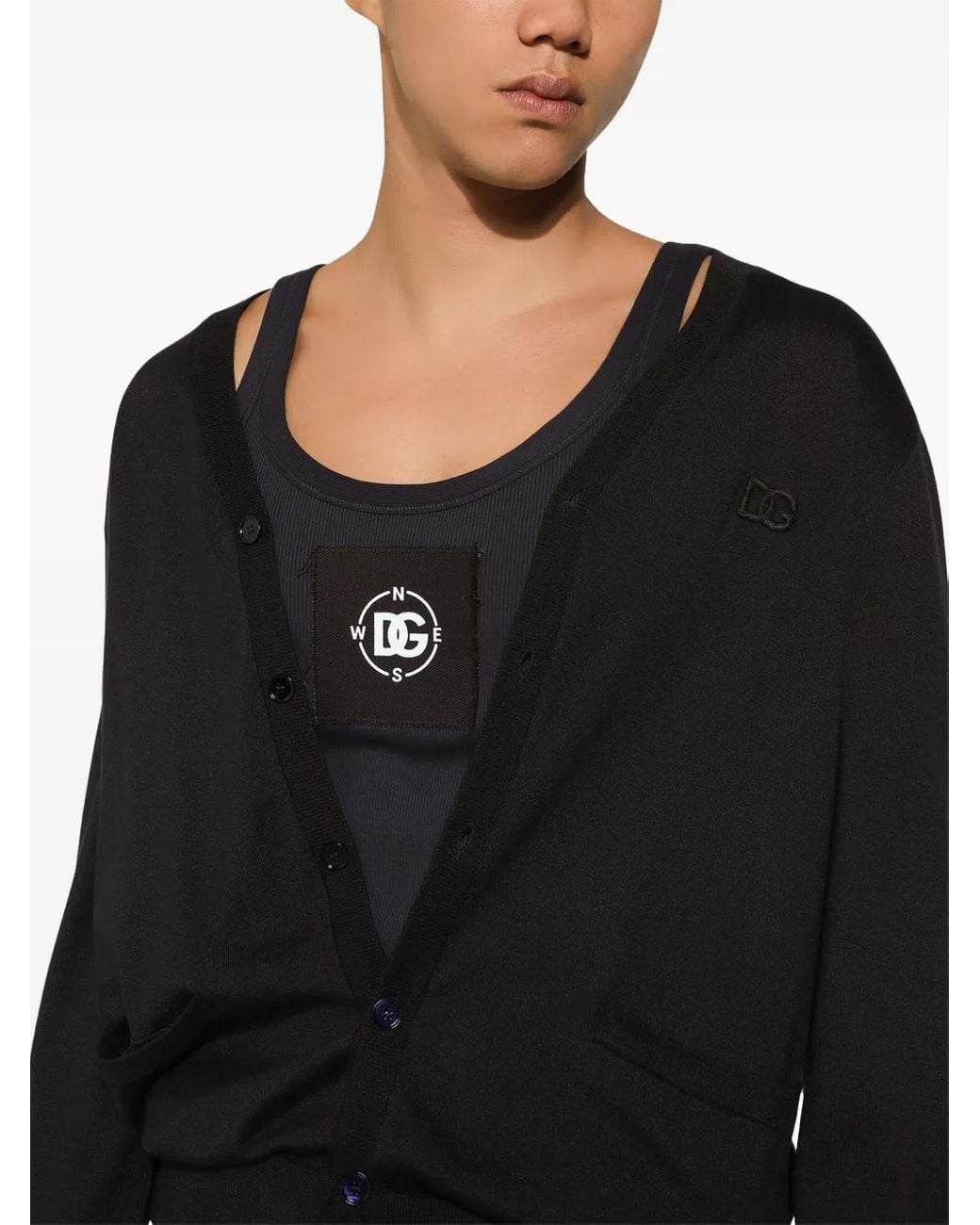 Dolce & Gabbana Black Logo Embroidery Cardigan for men