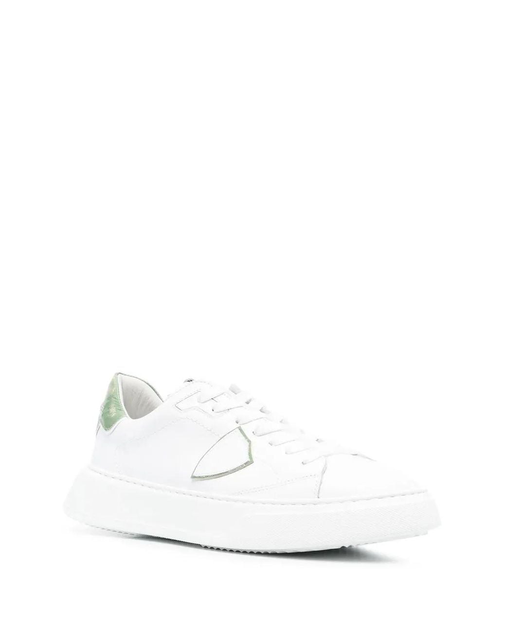 Philippe Model White Logo-Patch Low-Top Sneakers for men