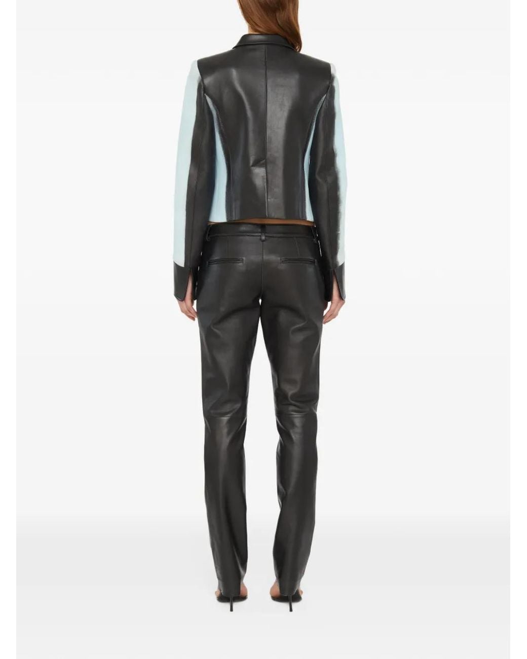 Christopher Esber Blue Scuffed Leather Trousers