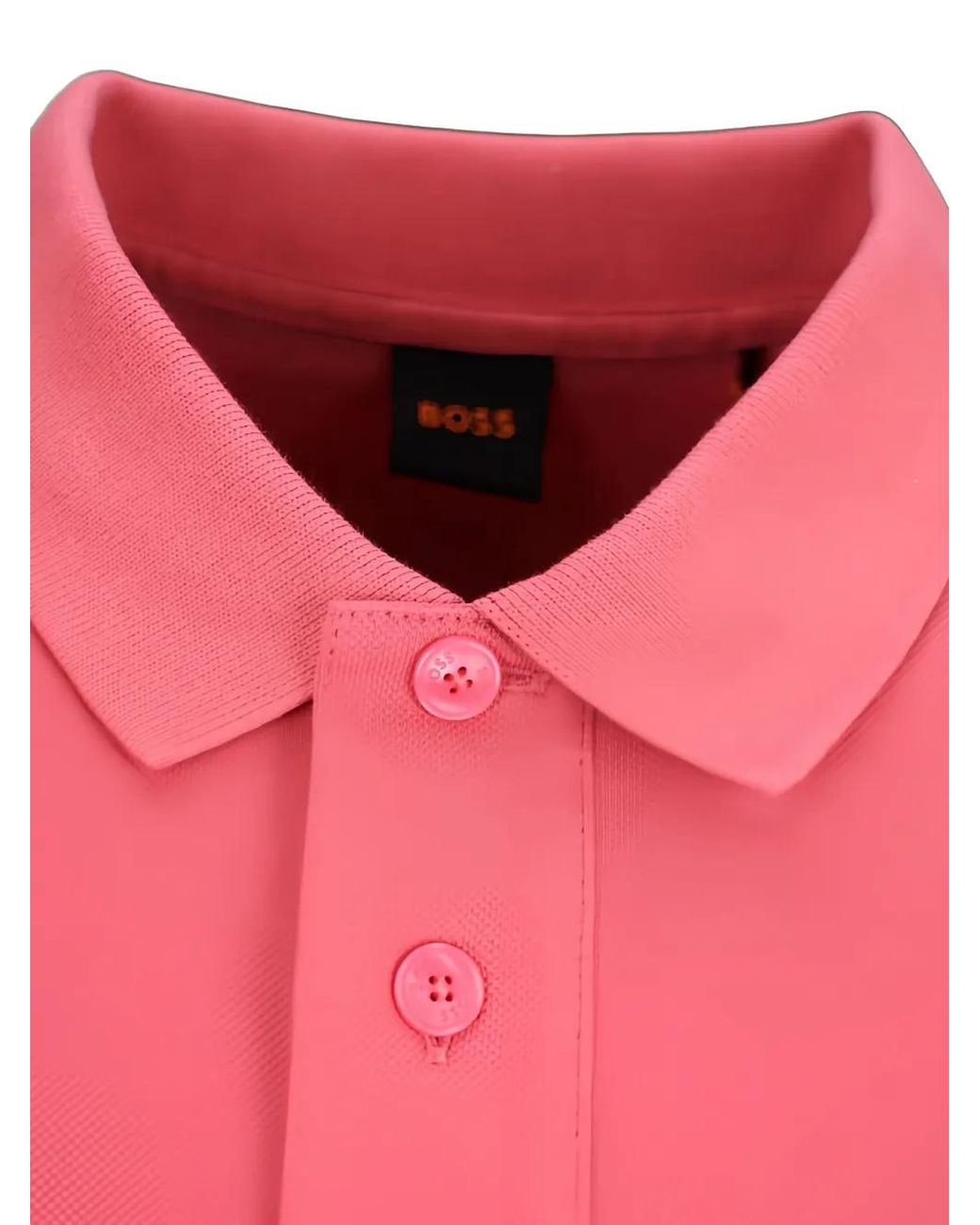 Boss Pink Stretch-Cotton Slim-Fit Polo Shirt With Logo Patch for men