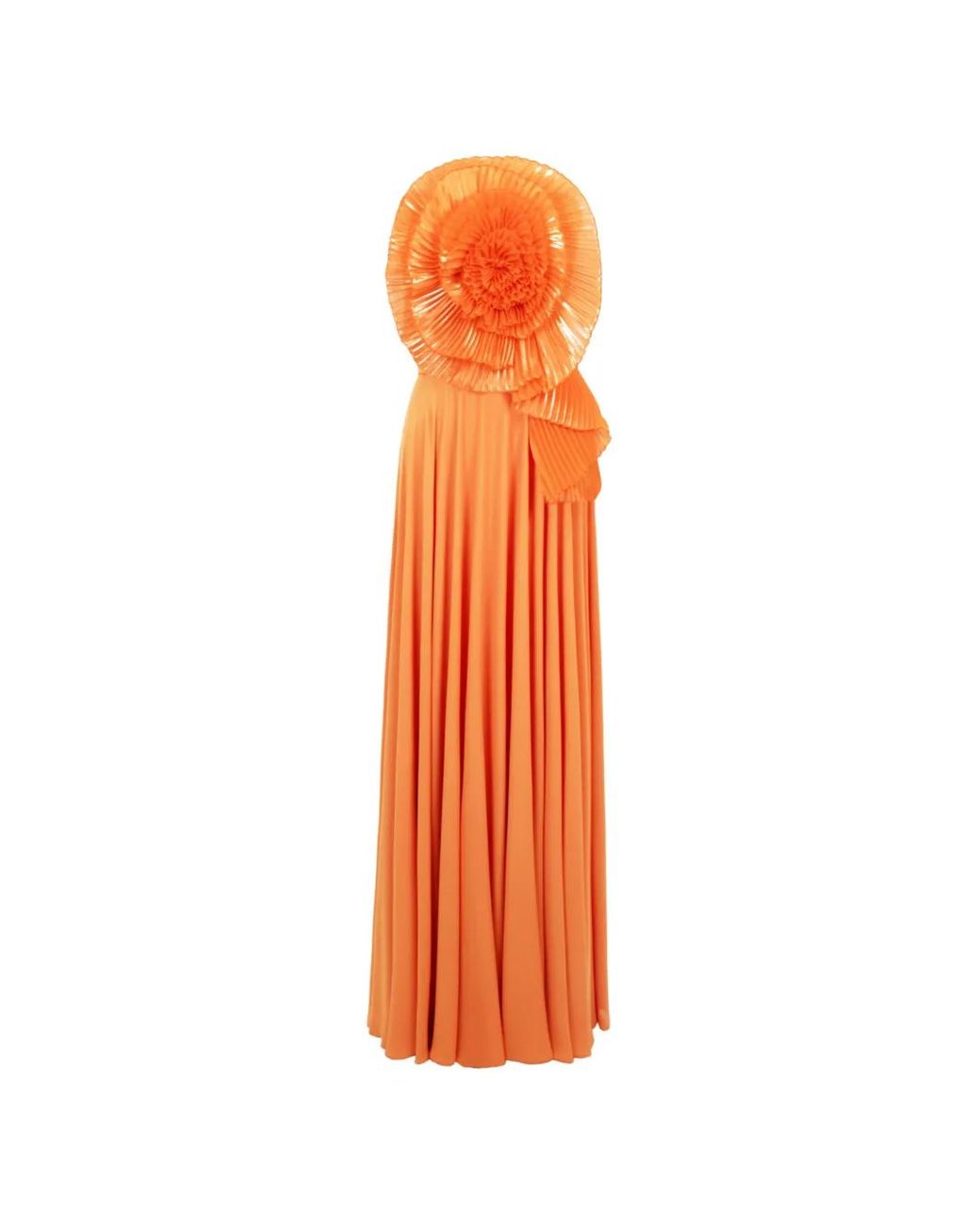 Gemy Maalouf Orange Strapless Floral-Appliqué Dress
