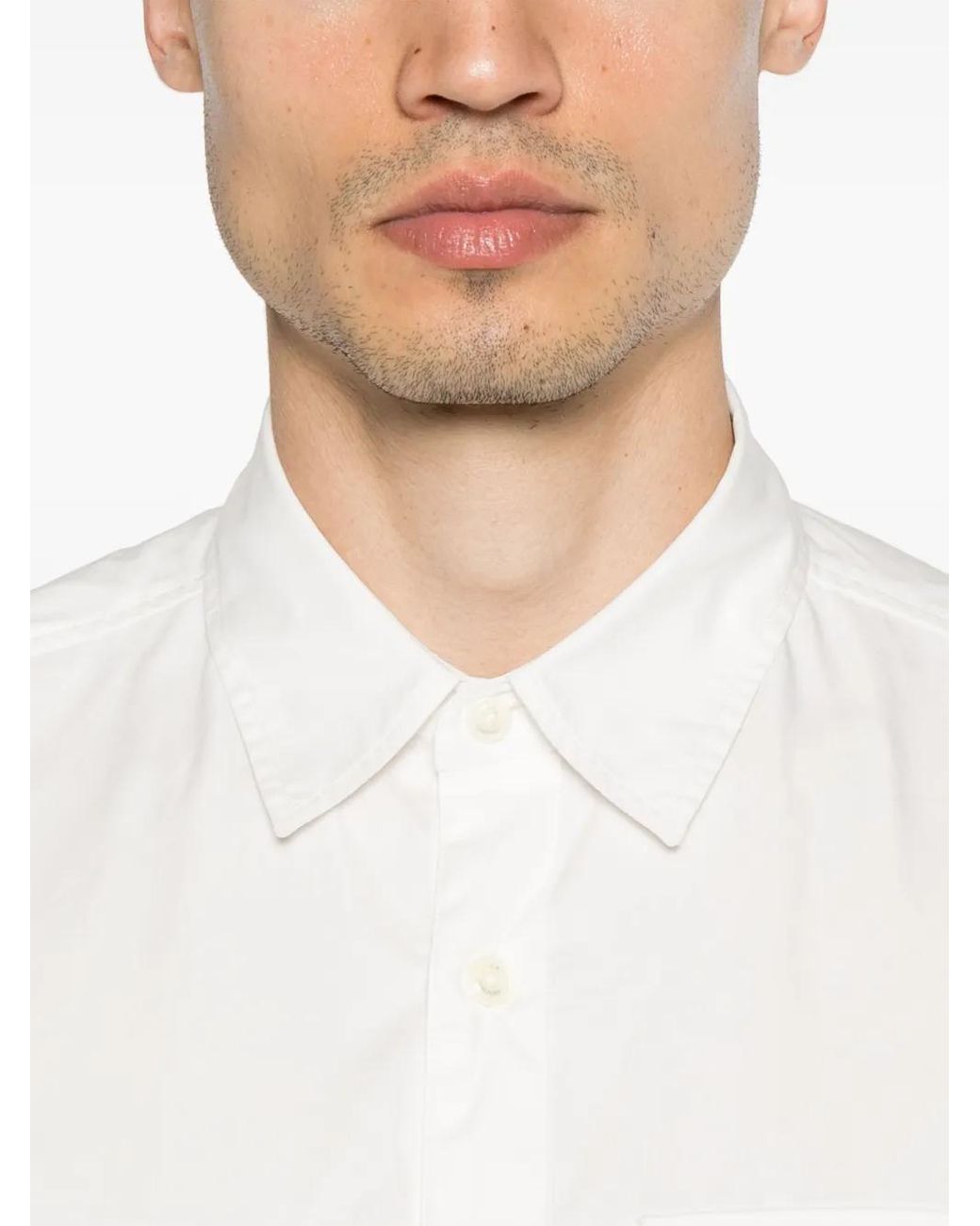 C P Company White Gabardine Shortleeved Shirt for men