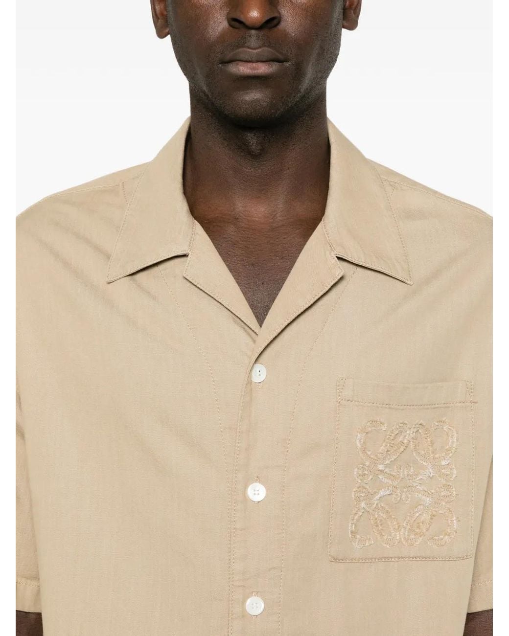 Loewe Natural Anagram-Embroidered Short-Sleeve Shirt for men