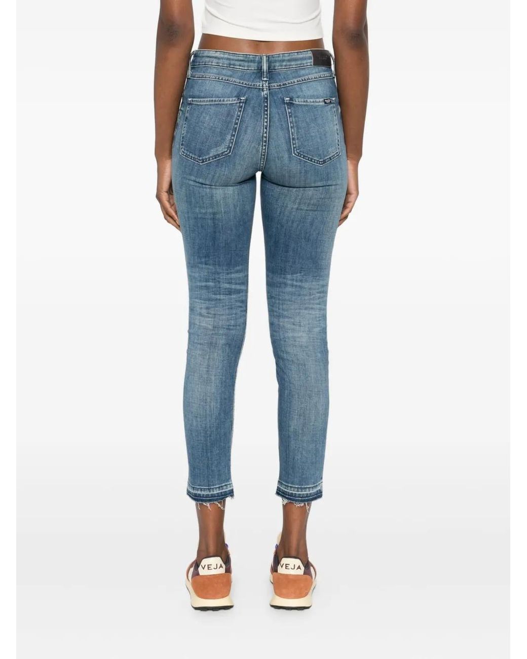 Marc O' Polo Blue Frayed-Hem Distress-Detail Jeans
