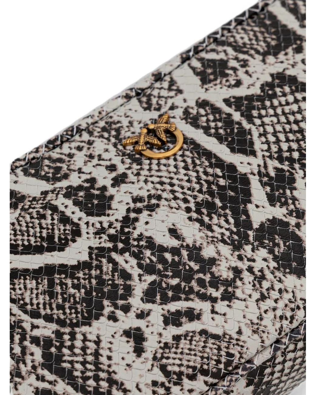Pinko White Love Birds Snakeskin-Effect Shoulder Bag