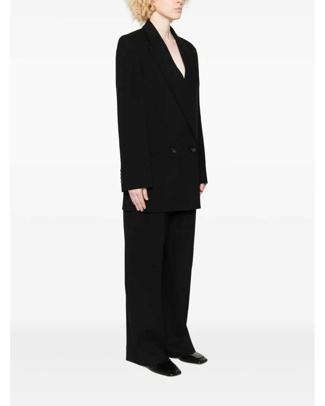 Totême Black Double-Breasted Shield Blazer