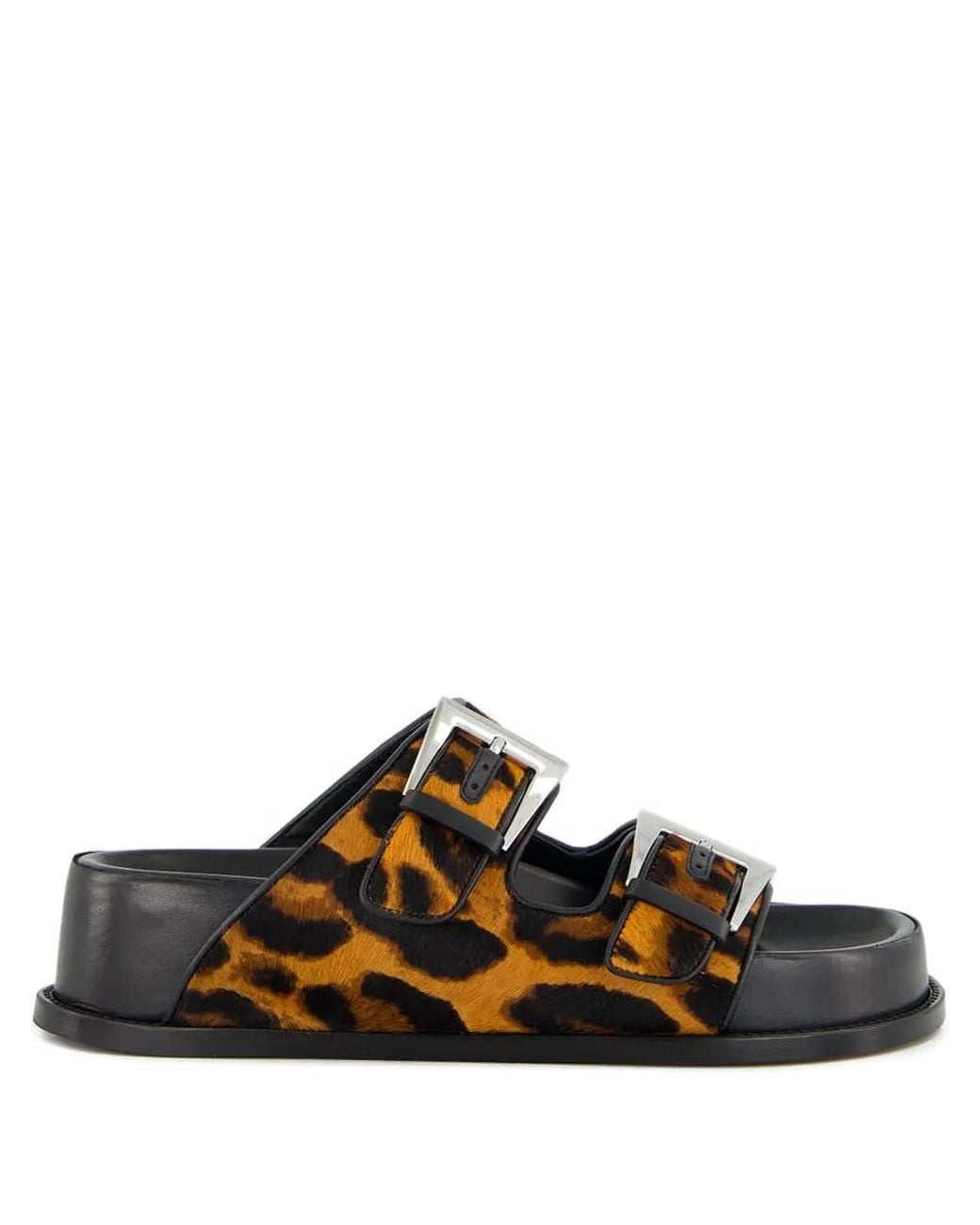 Paris Texas Brown Leopard-Print Flat Sandals