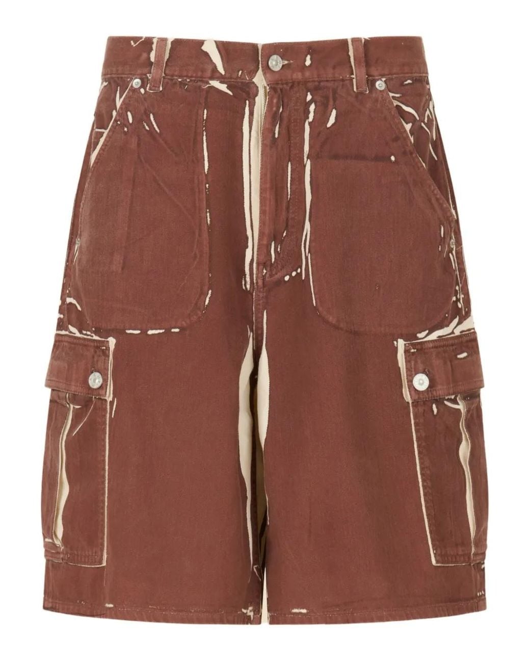 Marni Brown Screen-Printed Denim Cargo Shorts for men