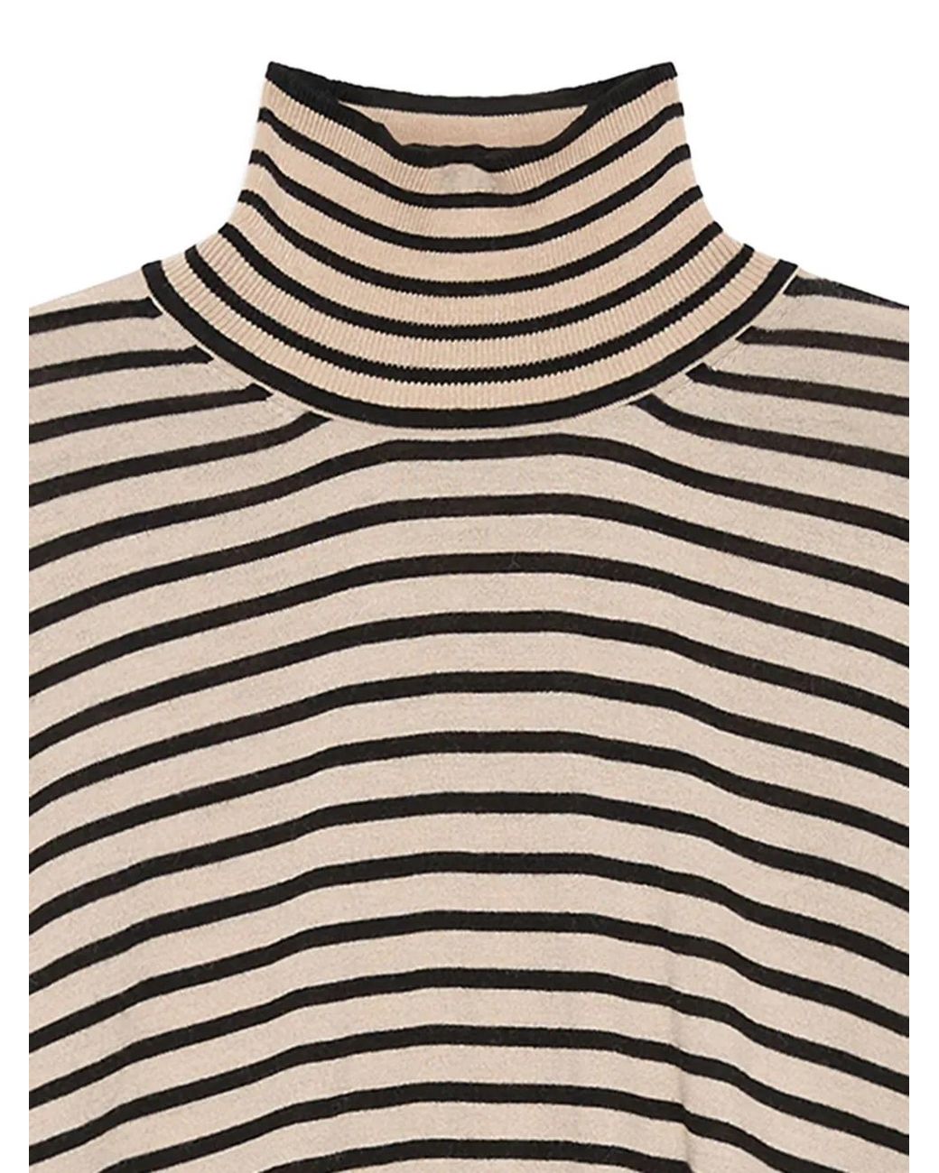 Maliparmi White Striped Turtleneck Top
