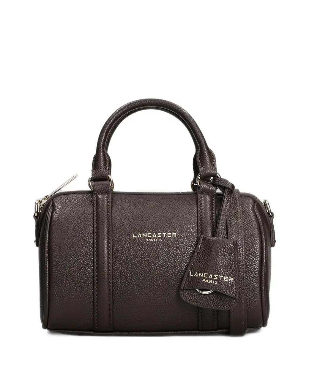 Lancaster Black Small Milano Ana Logo-Print Grained Tote Bag