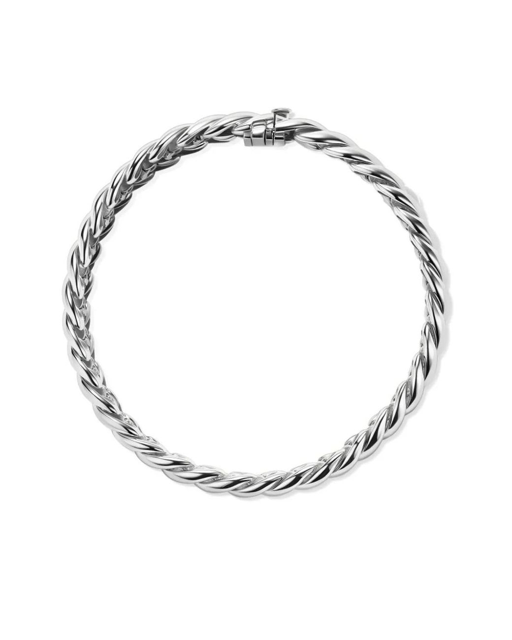 David Yurman White Sterling Sculpted Cable Bracelet (8.5Mm)