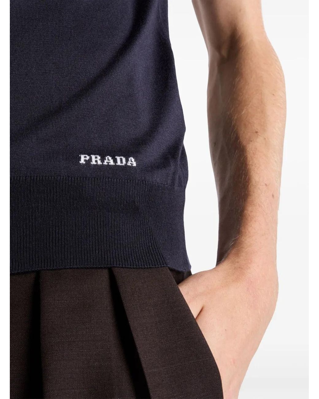 Prada Blue Silk Polo for men