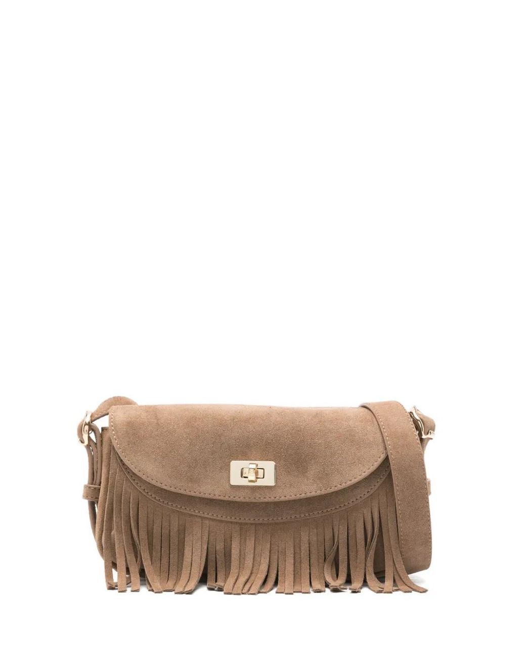 Sandro Brown Mini Fringed Cross Body Bag