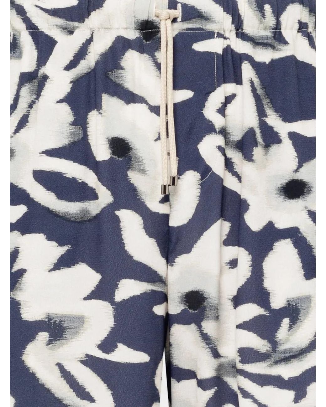 Laneus Blue Floral-Print Drawstring-Fastening Shorts for men