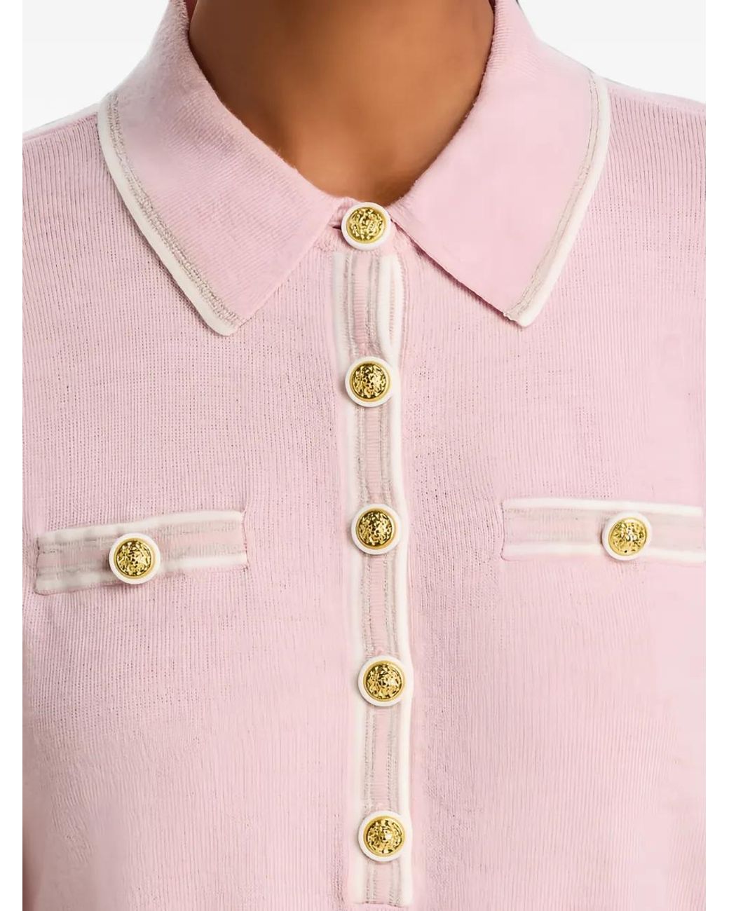 L'Agence Pink Masaki Cropped Polo Top