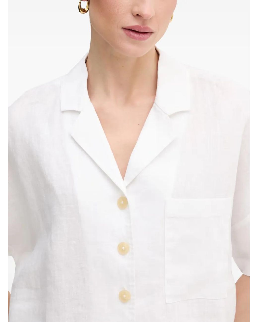 DKNY White Chemise À Poche Plaquée