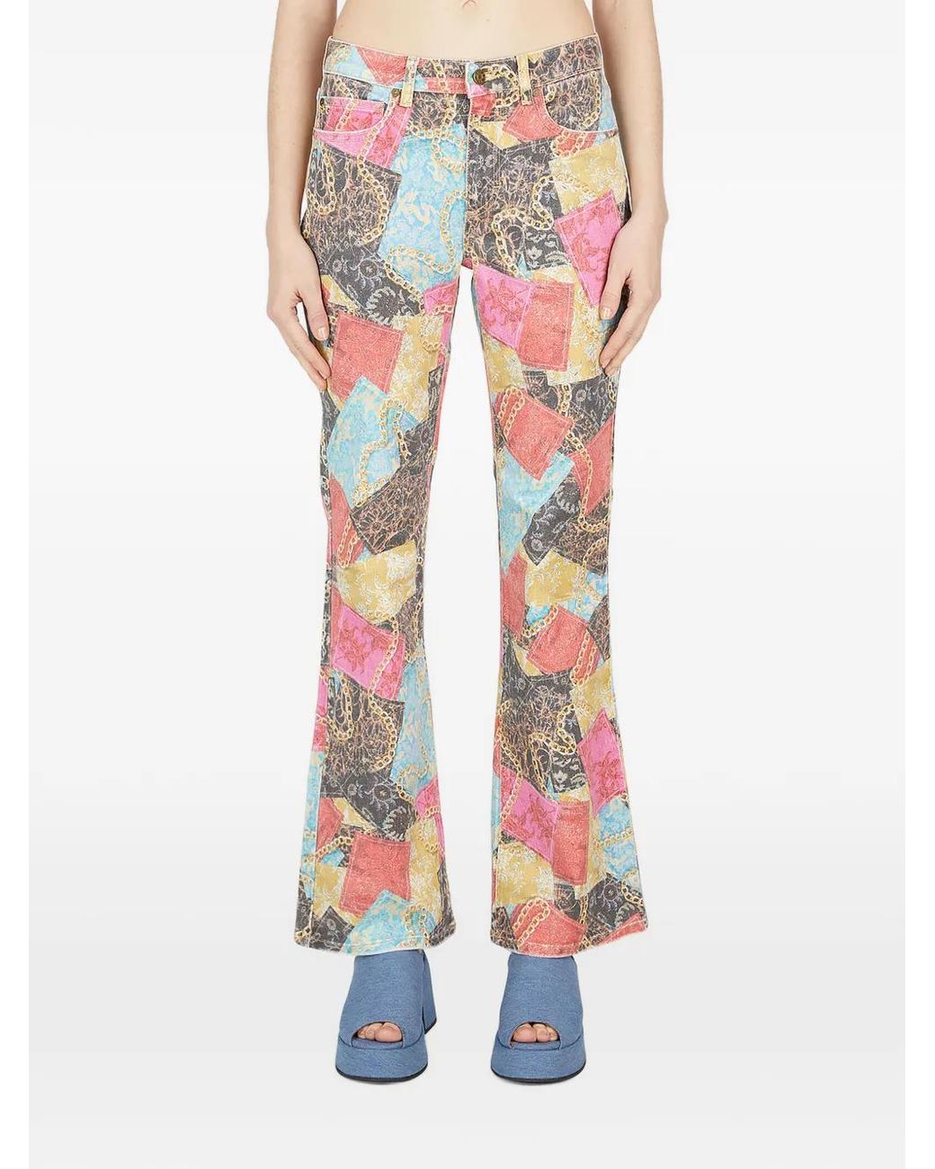 Guess Black Printed Flared Jeans