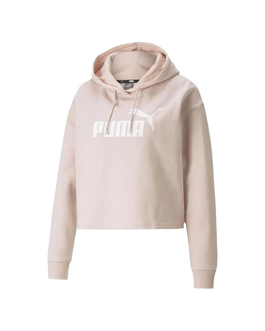 PUMA White Essentials Cropped Hoodie