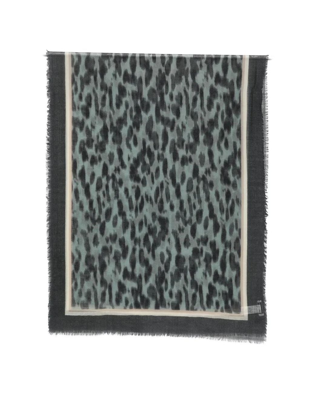 Marc O' Polo Black Leopard-Print Fringed Scarf