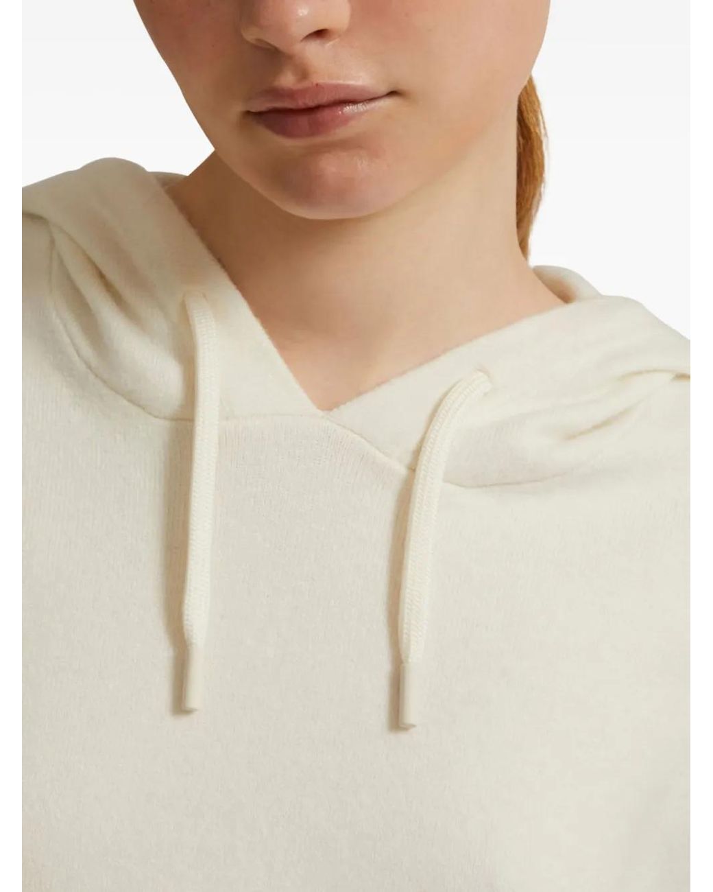 Yves Salomon White Hooded Pocket Sweater