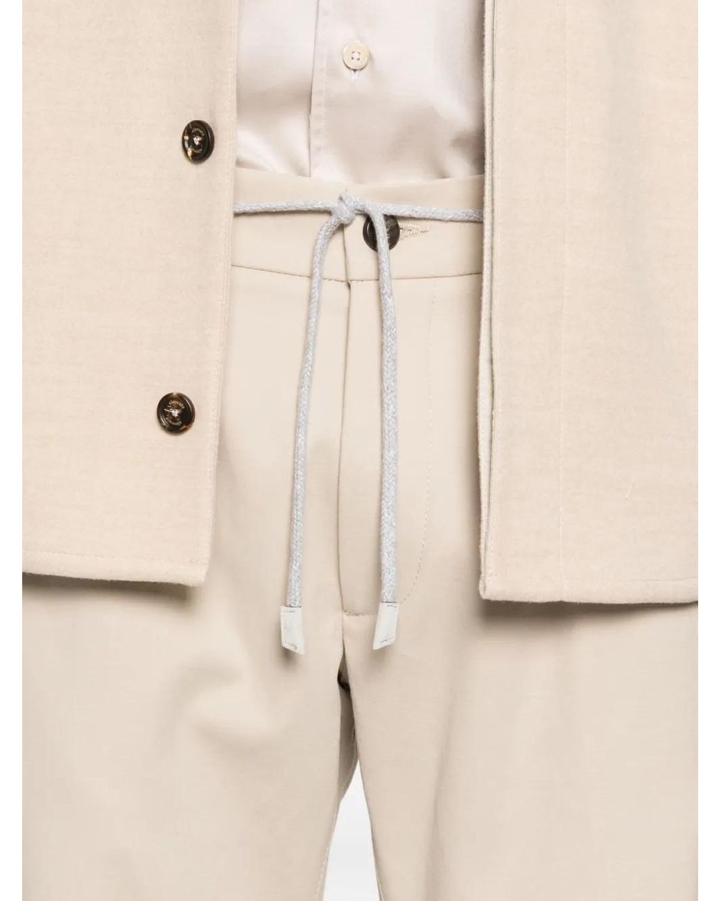 Eleventy Natural Drawstring Trousers for men
