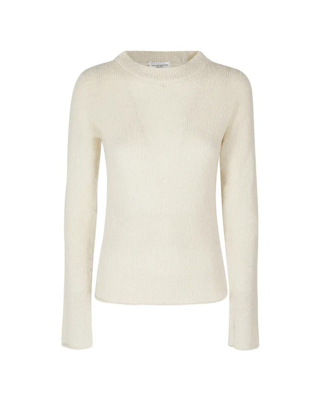 Roberto Collina White Ribbed-Knit High-Neck Sweater