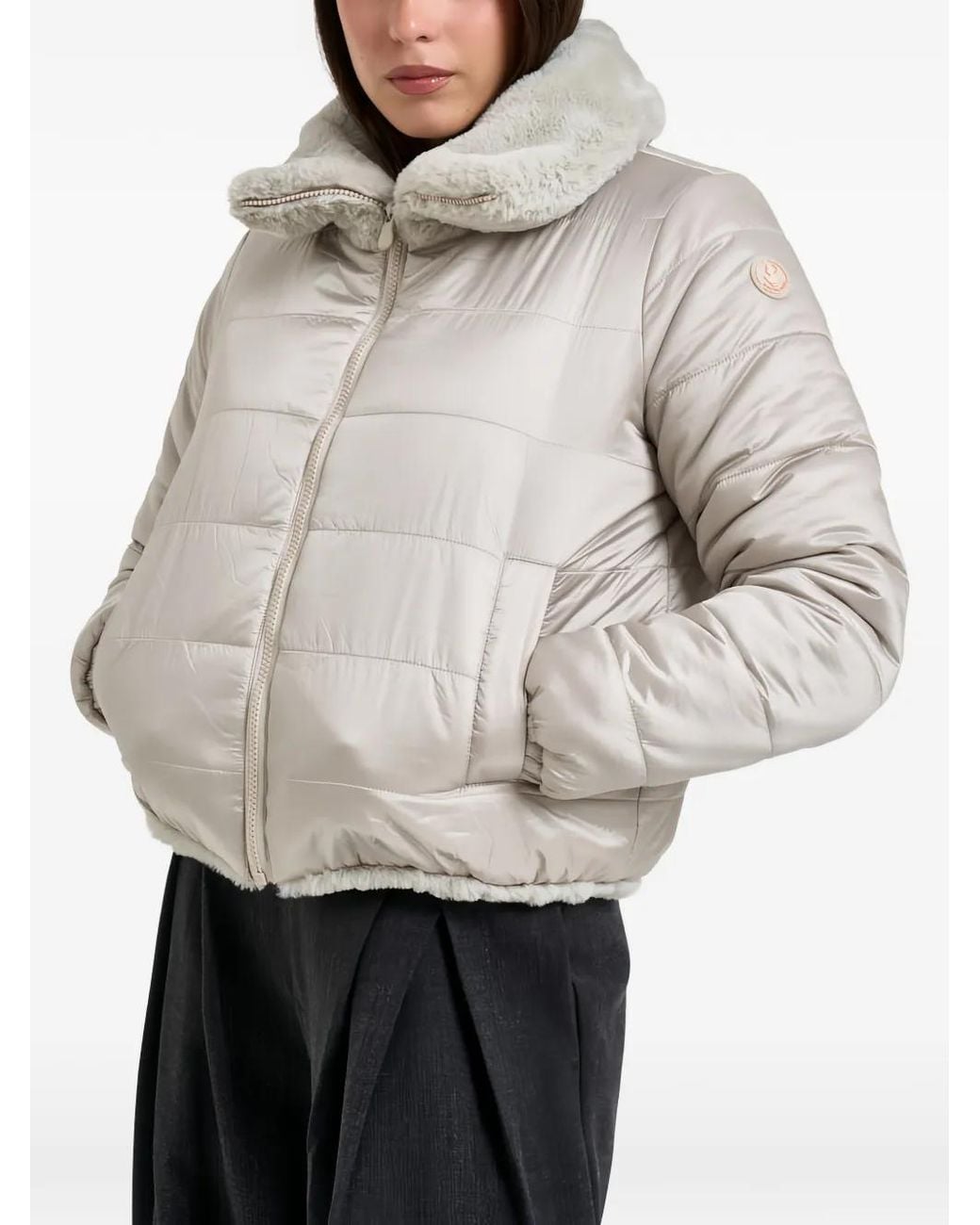 Save The Duck Gray Reversible Faux-Fur Jacket
