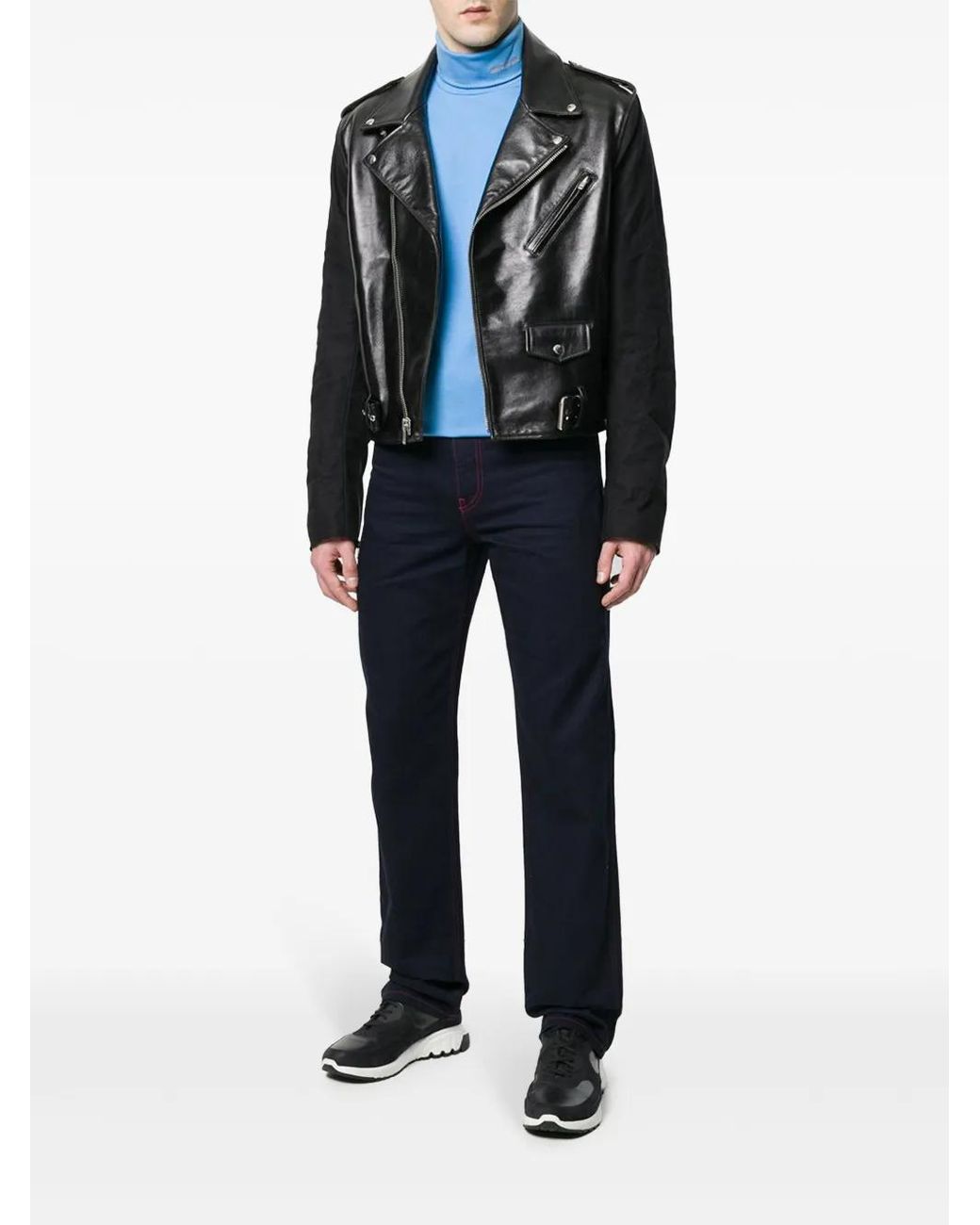 Calvin Klein Black Leather Biker Jacket for men