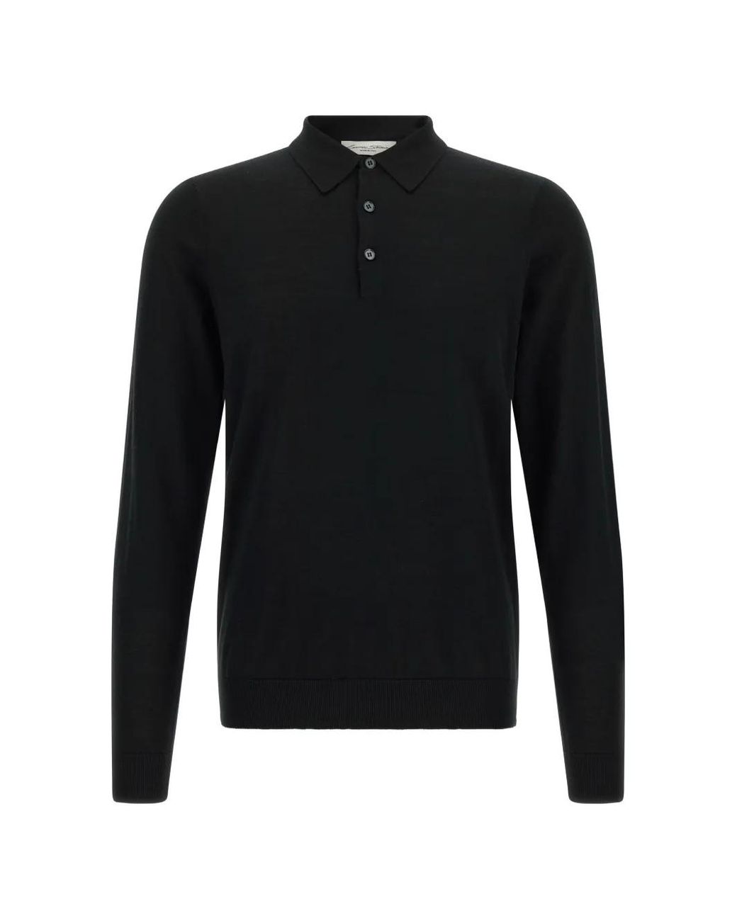 Lazare Studio Black Long-Sleeve Polo Shirt for men