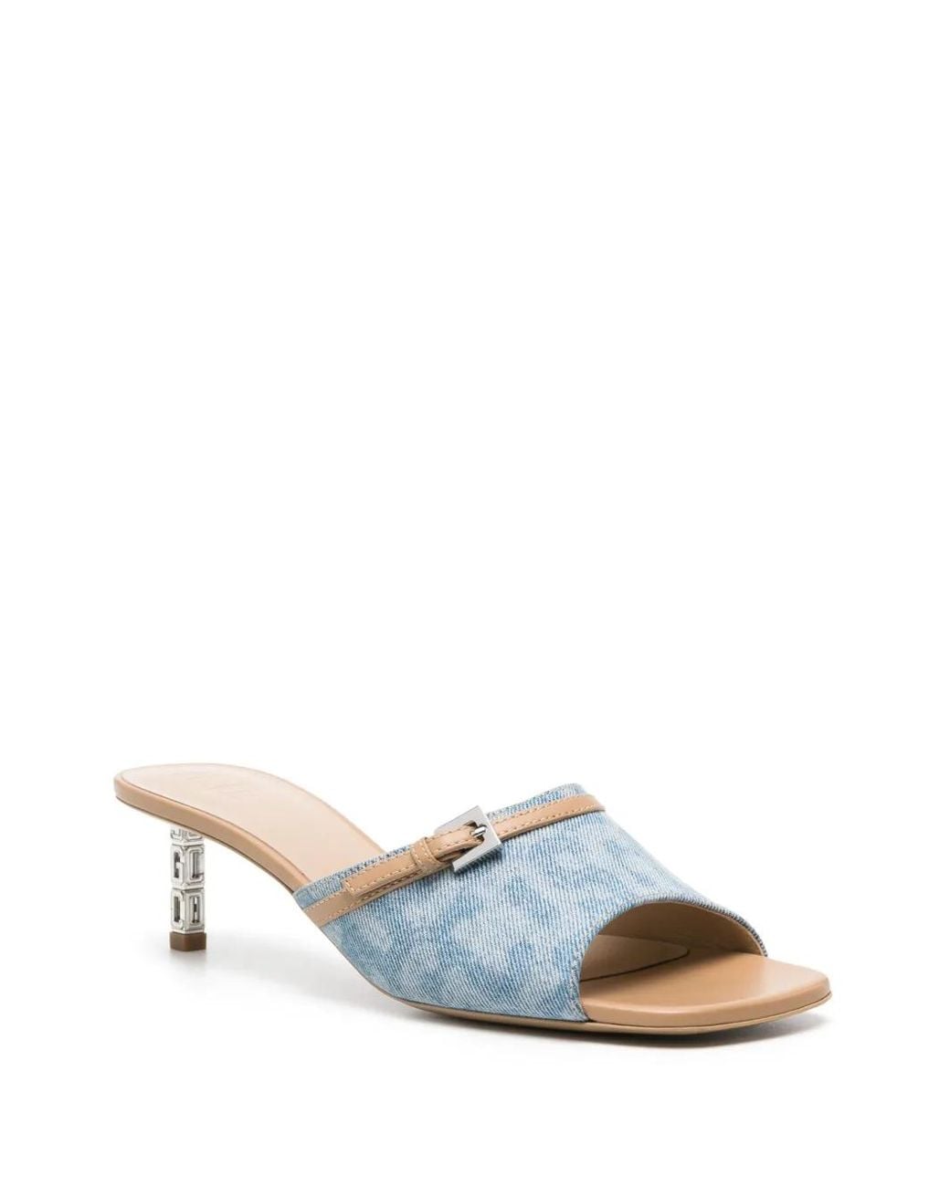 Gcds Blue Monogram-Pattern Leather Sandals