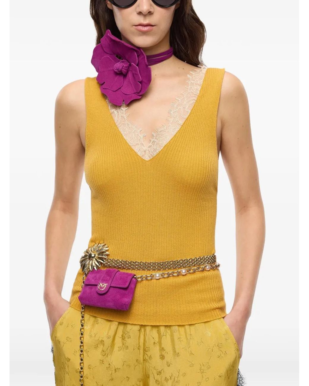 Pinko Yellow Oslo Tank Top