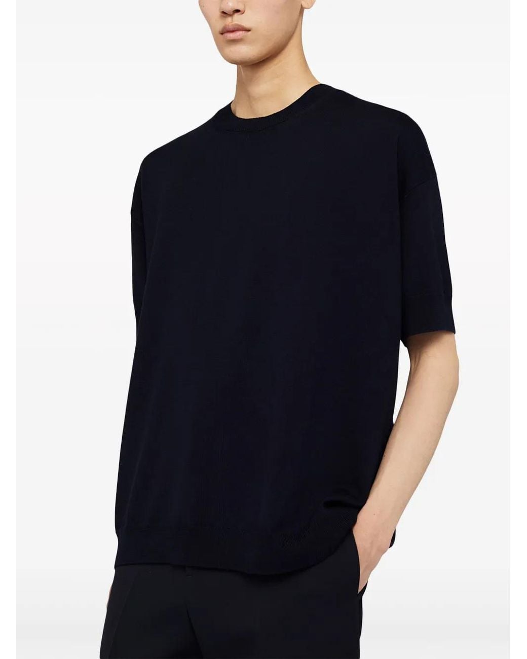 Jil Sander Blue Round-Neck Wool T-Shirt for men